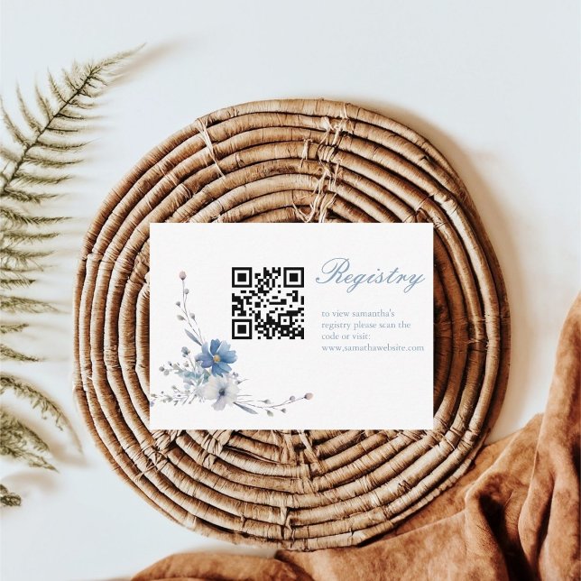 Floral Something blue before i do Bridal  registry Enclosure Card (Creator Uploaded)