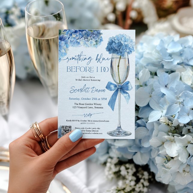  Floral Something Blue Before I Do Bridal shower Invitation (Blue Hydrangea Something Blue Before I Do Bridal Invitation)