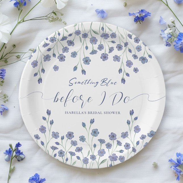 Floral Something Blue Before I do Bridal Shower Paper Plate (Creator Uploaded)