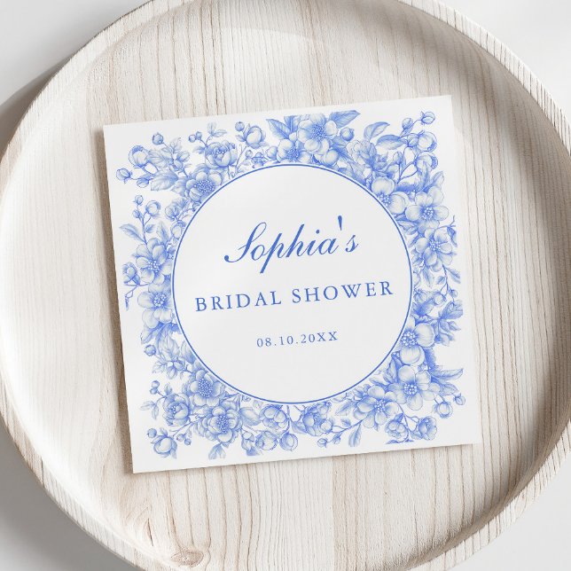 Floral Something Blue Bridal Shower  Napkin (Creator Uploaded)