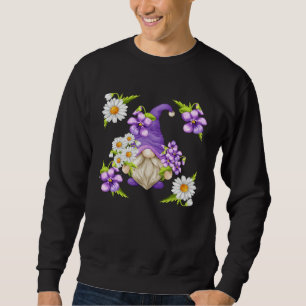 Floral Sommer Graphic For Women Purple Gnome Daisy Sweatshirt