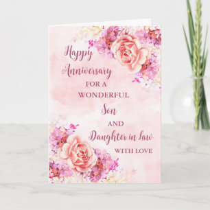 Floral Son & Daughter in Law Anniversary Card