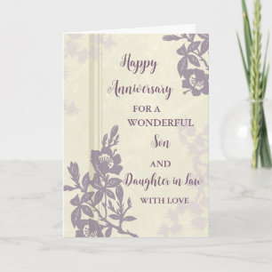 Floral Son & Daughter in Law Wedding Anniversary Card