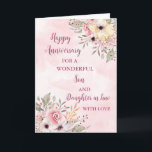 Floral Son & Daughter in Law Wedding Anniversary Card<br><div class="desc">Happy wedding anniversary card for son and daughter in law with beautiful watercolor vintage flowers and sentimental verse.</div>