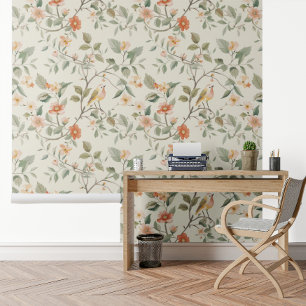 Floral Song Bird Light Pretty Pattern Wallpaper