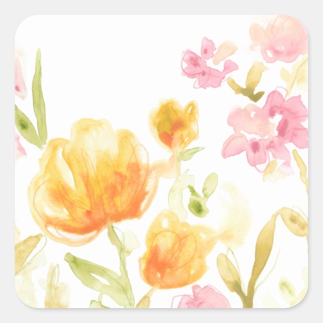 Floral Song I Square Sticker (Front)