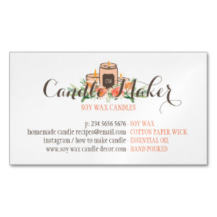 Floral Soy Wax Candle Handmade Customizable Magnetic Business Card