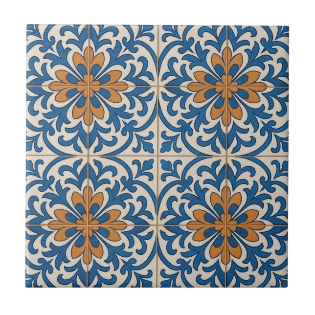 Floral Spanish Ceramic Tile (Front)