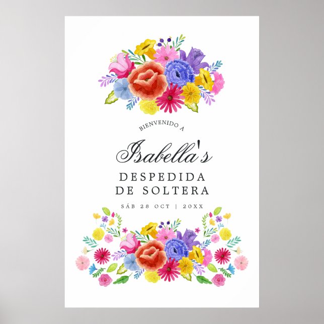 Floral Spanish Fiesta Bridal Shower Welcome Poster (Front)