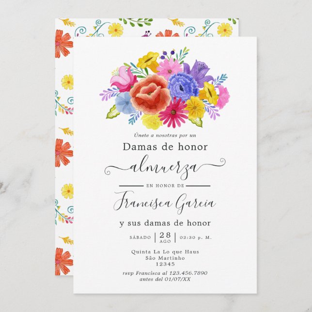 Floral Spanish Fiesta Bridesmaids Luncheon Invitation (Front/Back)