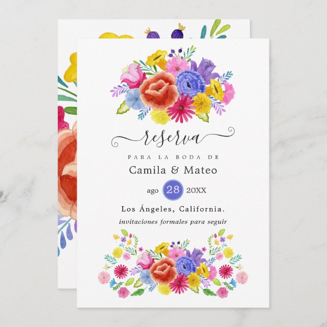 Floral Spanish Fiesta Wedding Save The Date (Front/Back)