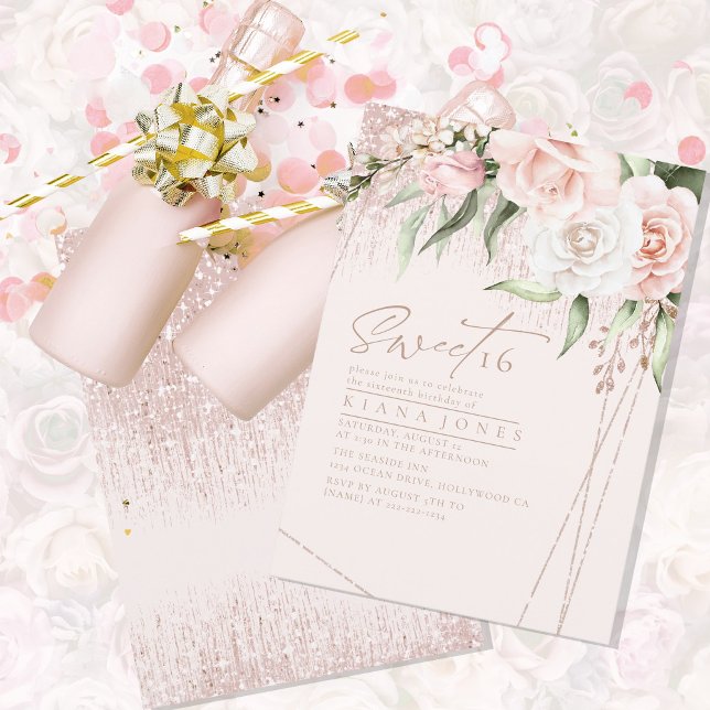 Floral Sparkles Sweet Sixteen Rose Gold ID912 (Creator Uploaded)
