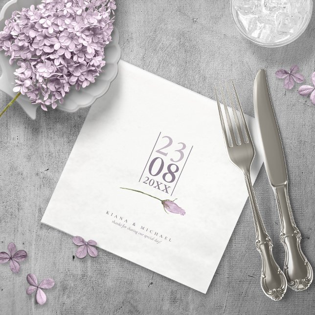 Floral Sparkles Wedding Date White/Mauve ID889  Napkin (Creator Uploaded)