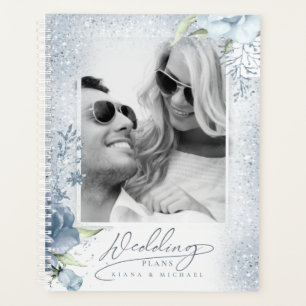 Floral Sparkles Wedding Dusty Blue ID889  Planner