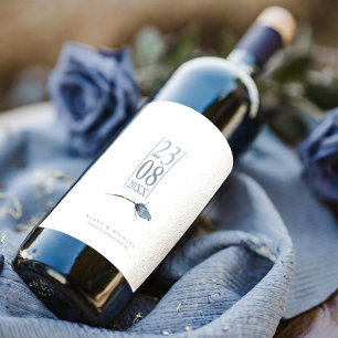 Floral Sparkles Wedding Dusty Blue ID889 Wine Label