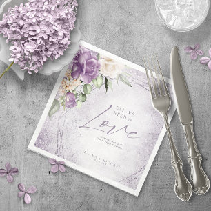 Floral Sparkles Wedding Mauve ID889 Napkin