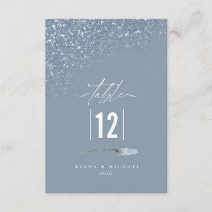 Floral Sparkles Wedding Table Number Blue2 ID889 