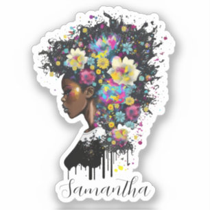 Floral Sparkling African American Woman