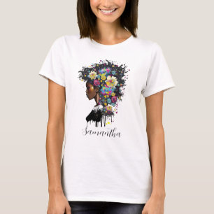 Floral Sparkling African American Woman T-Shirt
