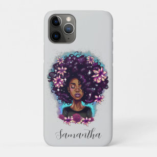 Floral Sparkling Afro Woman Case-Mate iPhone Case