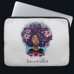 Floral Sparkling Afro Woman Laptop Sleeve<br><div class="desc">This elegant and trendy design features a beautiful sparkling Afro-American girl with floral decorations in her hair. You can personalise it with your name written in elegant calligraphy. It is also a perfect gift for strong,  independent Afro-American women.</div>