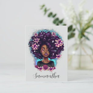 Floral Sparkling Afro Woman Postcard