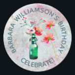 Floral Special Friend Birthday Party Invitation  Classic Round Sticker<br><div class="desc">Beautiful birthday party invitation envelope sticker for a special friend; lovely to look out with watercolor flowers and a soft textured background.  Gentle,  colourful and cheerful -- it will be much appreciated.  Matching products available,  just email charmdesignstudio@rcn.com and we'll be delighted to assist.</div>