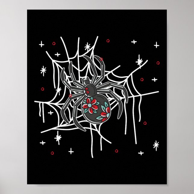 Floral Spider Web Lazy Halloween Costume Cute  Poster (Front)