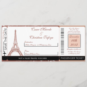 Floral Spiral  Boarding Pass Wedding Invitation
