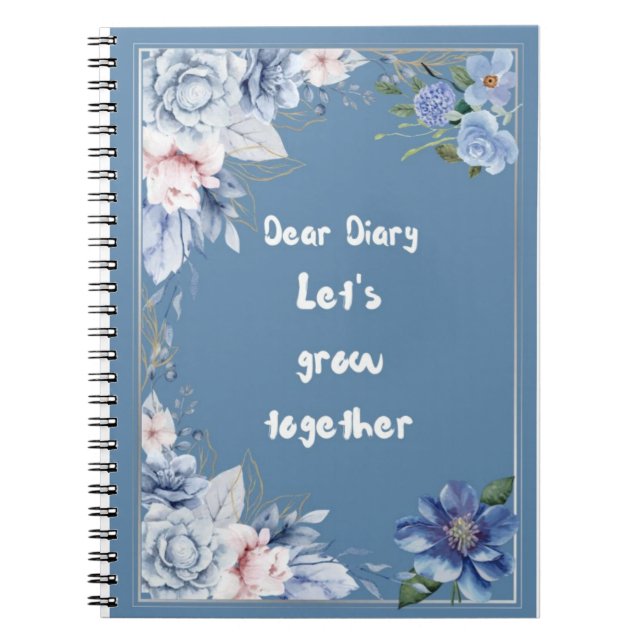 Floral Spiral Journal | Blue Flower Notebook (Front)