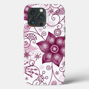 Floral Spiral Pink and White Pattern iPhone 13 Pro Case