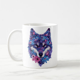 Floral Spirit Wolf – Nature and Strength Coffee Mug