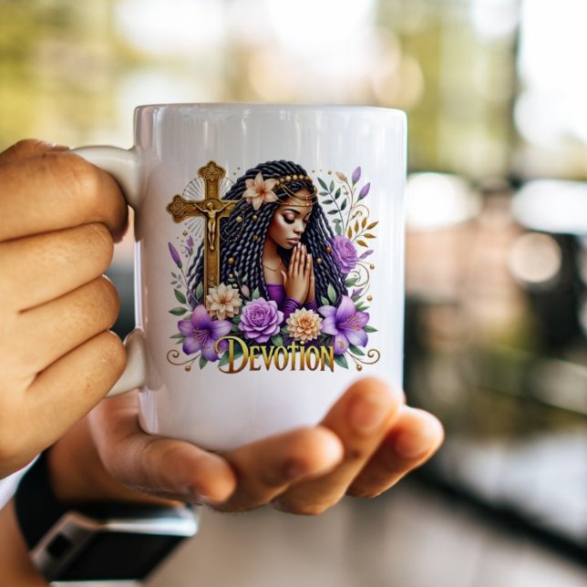 Floral Spiritual African American Praying Women  Coffee Mug (Creator Uploaded)