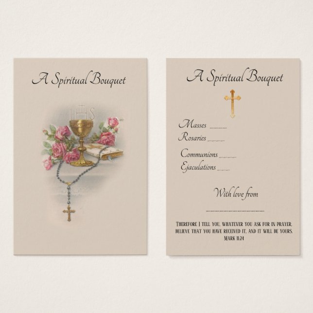 Floral Spiritual Bouquet Prayer Holy Card (Front & Back)
