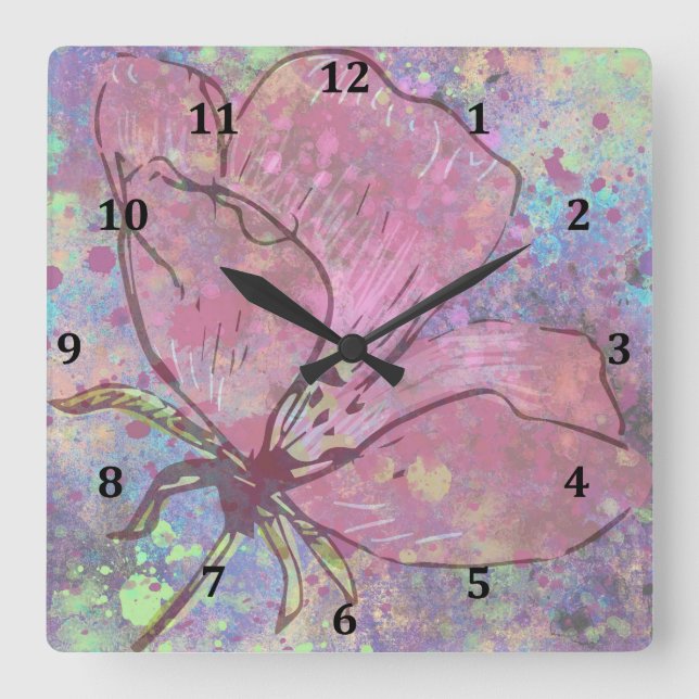 Floral Splatter Wall Clock (Front)