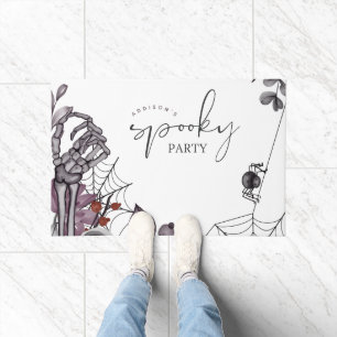 Floral Spooky Halloween Birthday Party Doormat