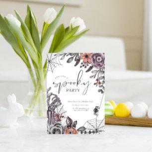 Floral Spooky Halloween Birthday Party Invitation