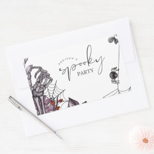 Floral Spooky Halloween Birthday Party Rectangular Sticker