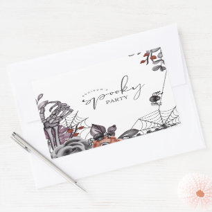 Floral Spooky Halloween Birthday Party  Rectangular Sticker