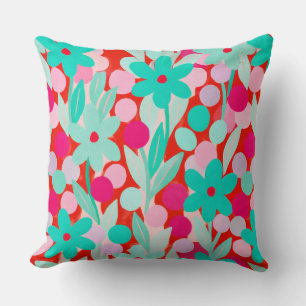Floral Spots in red pattern Cushion
