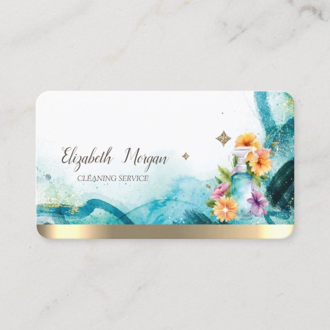  Floral Spray Bottle Abstract Business Card (Front)