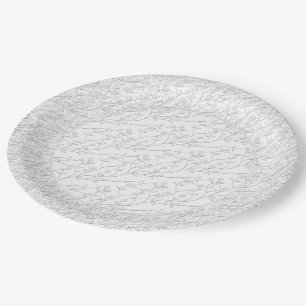 Floral Spray,BRIDAL WHITE 6-PAPER PARTY PLATES