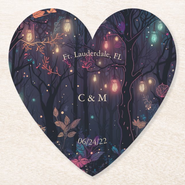 Floral Spray Fantasy Art Personalised Paper Coaster (Front)