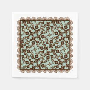 Floral Spray,Lace-BROWN-SEAFOAM-PAPER NAPKINS