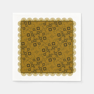 Floral Spray,Lace-GOLD-PAPER PARTY NAPKINS