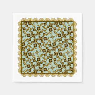 Floral Spray,Lace-GOLD-SEAFOAM-PAPER NAPKINS