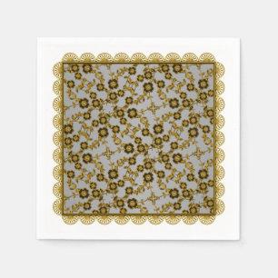 Floral Spray,Lace-GOLD-SILVER LIGHT-PAPER NAPKINS