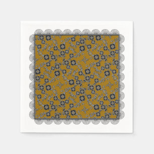 Floral Spray,Lace-SILVER-GOLD-PAPER PARTY NAPKINS