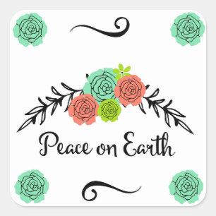 Floral Spray Peace on Earth Stickers
