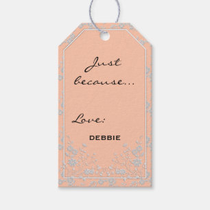 Floral Spray-PEACH-WHITE-GIFT TAGS